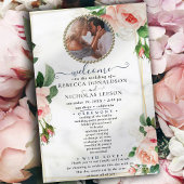 Rosy Blush Elegant Photo Wedding Programme