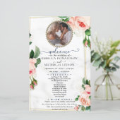 Rosy Blush Elegant Photo Wedding Programme (Staand voorkant)