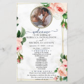 Rosy Blush Elegant Photo Wedding Programme (Voorkant)