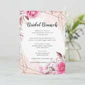 Rosy Blush Floral Bridal Brunch Menu (Staand voorkant)