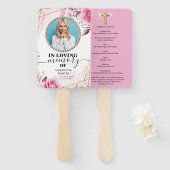 Rosy Blush Funeral Celebration of Life Hand Fan Handwaaier (Voorkant en achterkant)