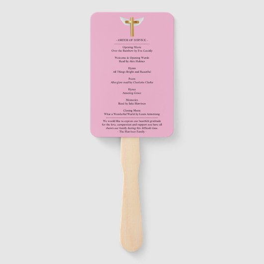 Rosy Blush Funeral Celebration of Life Hand Fan Handwaaier (Achterkant)