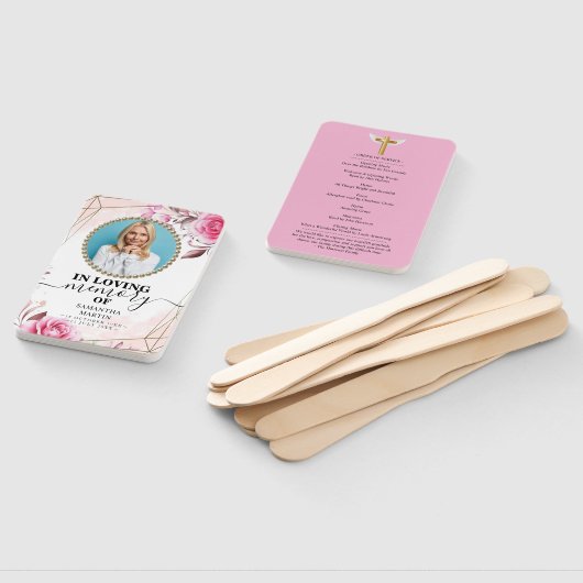 Rosy Blush Funeral Celebration of Life Hand Fan Handwaaier (Niet-gemonteerd)