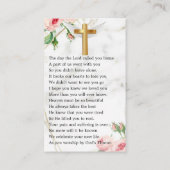 Rosy Blush Photo Funeral Prayer Kaart Visitekaartje (Achterkant)