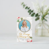 Rosy Blush Photo Funeral Prayer Kaart Visitekaartje (Staand voorkant)