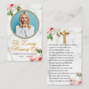 Rosy Blush Photo Funeral Prayer Kaart Visitekaartje