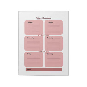 Rosy Blush Planner schema wekelijks Notitieblok