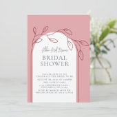 Rosy Blush Script Bridal Shower Invitation Kaart (Staand voorkant)