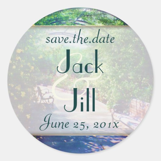 Rosy Bower BRUILOFT Save the Date Ronde Sticker (Voorkant)