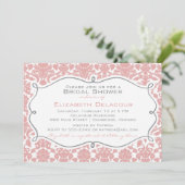 Rosy Brown Damask Pattern Bridal Shower Kaart (Staand voorkant)