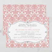 Rosy Brown Damask Pattern Bridal Shower Kaart (Voorkant / Achterkant)