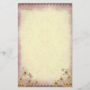 Rosy Brown Floral Wedding Briefpapier