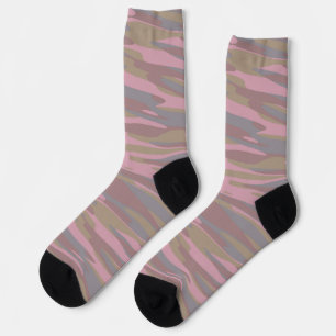 Rosy Brown, vervaagde roze, bergmist camouflage Sokken