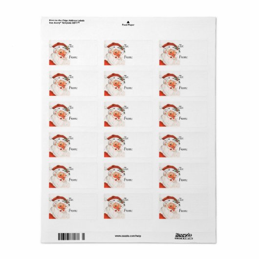  Rosy Cheeked Jolly Santa Gift Label (Full Sheet)