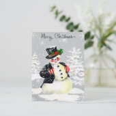 Rosy Cheeked Snowman met bovenste haatdeksel en Mi Briefkaart (Staand voorkant)