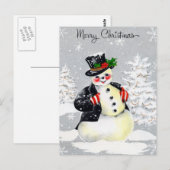 Rosy Cheeked Snowman met bovenste haatdeksel en Mi Briefkaart (Voorkant / Achterkant)