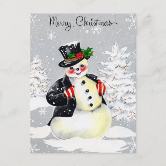 Rosy Cheeked Snowman met bovenste haatdeksel en Mi Briefkaart (Voorkant)