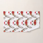 Rosy Cheeks Gold Eyes Floral Reindeer Holiday Bad Handdoek (Handdoek)