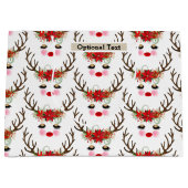 Rosy Cheeks Gold Eyes Floral Reindeer Holiday Large Cadeautasje (Voorkant)