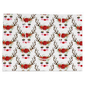 Rosy Cheeks Gold Eyes Floral Reindeer Holiday Large Cadeautasje (Achterkant)