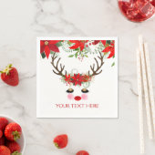 Rosy Cheeks Gold Eyes Floral Reindeer Holiday Servetten (Insitu)