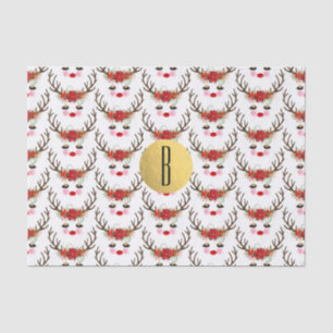 Rosy Cheeks Gold Eyes Floral Reindeer Holiday Tissuepapier