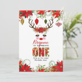 Rosy Cheeks Gouden Ogen Bloemen Rendier 1E VERJAAR Kaart (Staand voorkant)