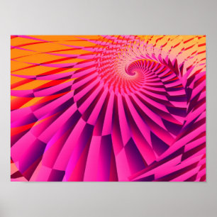 Rosy Dawn Abstracte Modern Fractal Art Poster