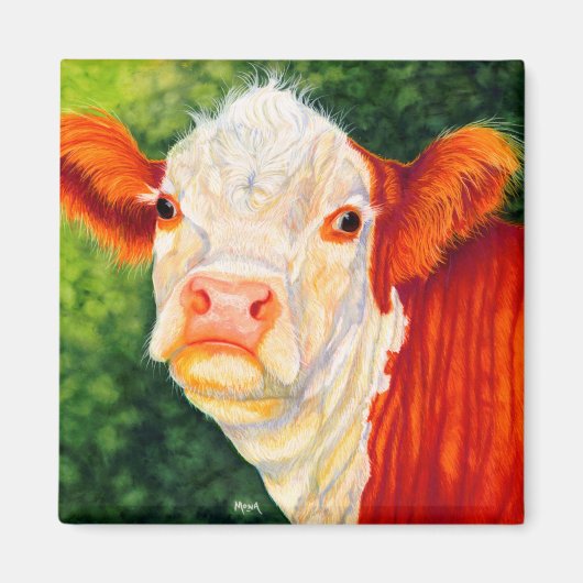 Rosy de gelukkige Heifer Hereford Koe magneet (Voorkant)