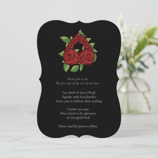 Rosy Divination Witchy Wedding Invitations Kaart (Staand voorkant)
