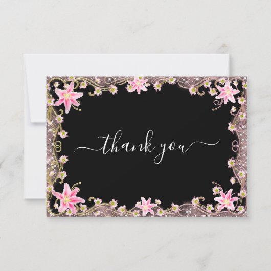 Rosy Elegant Funeral Hartelijk dank Bedankkaart (Achterkant)