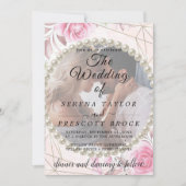Rosy Elegant Vellum Overlay Wedding Invitation Kaart (Voorkant)