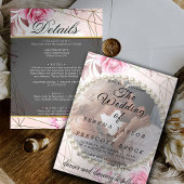 Rosy Elegant Vellum Overlay Wedding Invitation Kaart