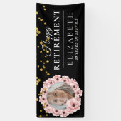 Rosy Floral Custom Photo Retirement Party Banner (Verticaal)