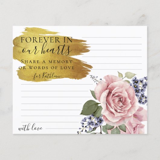 Rosy Floral Elegant Deel een Funeral Kaart van het (Voorkant)