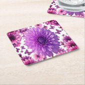 Rosy Floral Onderzetter – Pink Flower Drink Mat (Schuin)