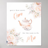 Rosy Floral Vrijgezellenfeest Hoeveel Kusjes Poster (Voorkant)