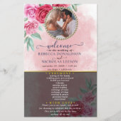 Rosy Floral Wedding Programme (Voorkant)