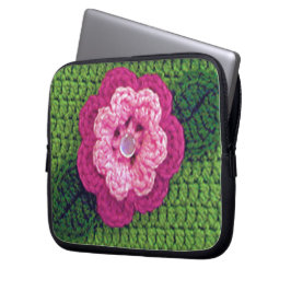 Rosy Flower Artisan Haakprint Electronics Bag Laptop Sleeve