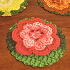 Rosy Flower Crochet Print Fancy herbruikbaar Kartonnen Onderzetters