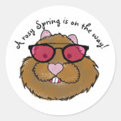 Rosy Glasses Optimistische Groundhog Ronde Sticker (Voorkant)