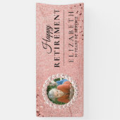 Rosy Gold Glitter Elegant Retirement Party Spandoek (Verticaal)