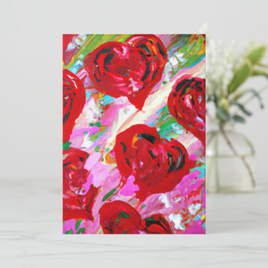 Rosy Hearts Feestdagenkaart (Staand voorkant)