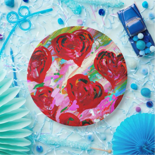 Rosy Hearts Papieren Bordje (Feest)