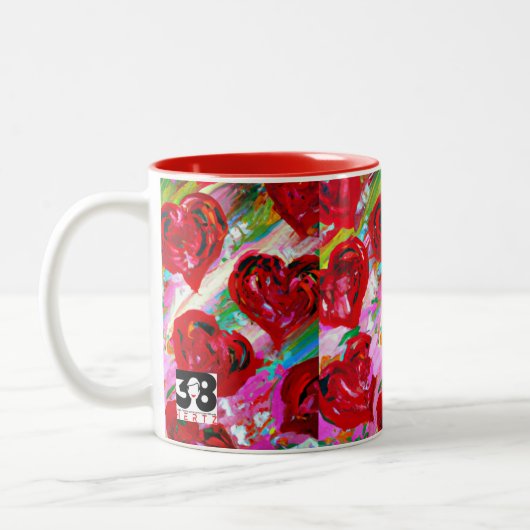 Rosy Hearts Tweekleurige Koffiemok (Links)