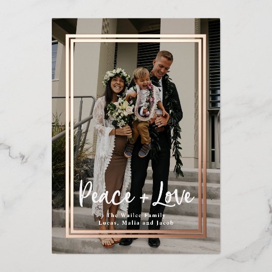 Rosy Lijst Kerstmis Folie Holiday Kaart (Voorkant)