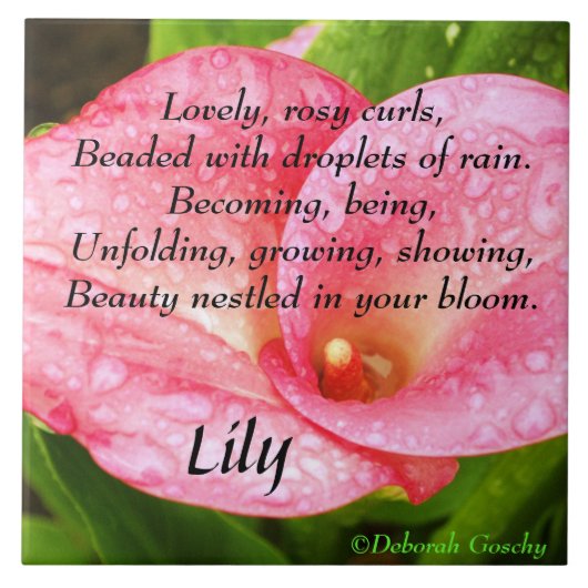 Rosy Lily After Rain Design and Poem Tile Tegeltje (Voorkant)