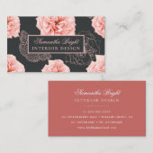 Rosy Modern Floral Butterfly Visitekaartje (Voorkant / Achterkant)