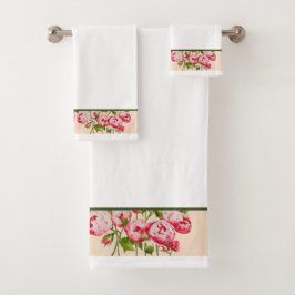 Rosy Overvloed op een badkamer handdoek set (B)