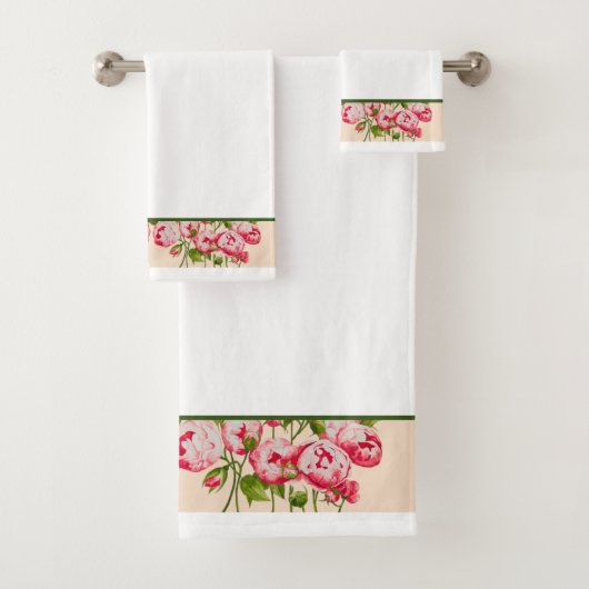 Rosy Overvloed op een badkamer handdoek set (B) (Insitu)